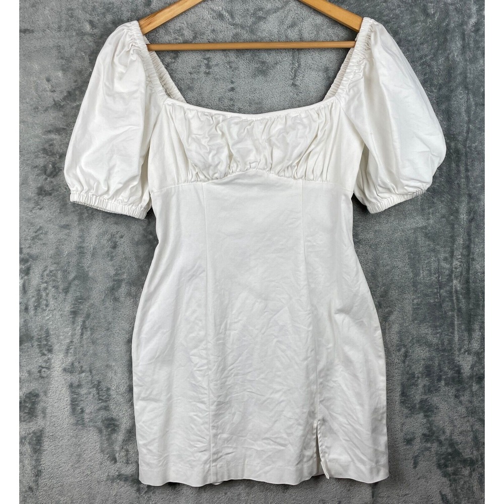 ASTR the Label Mini Dress Size Medium White Short Puff Sleeves Milkmaid Cottage